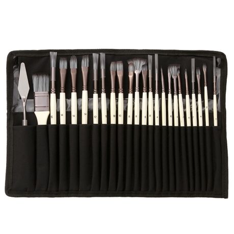 Paint Brush Set with Canvas Bag (24 Brushes)