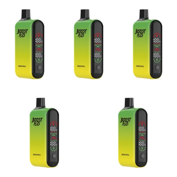 Boost Plus 20000 Puffs Disposable Vapes - Sour Apple (Pack of 5)