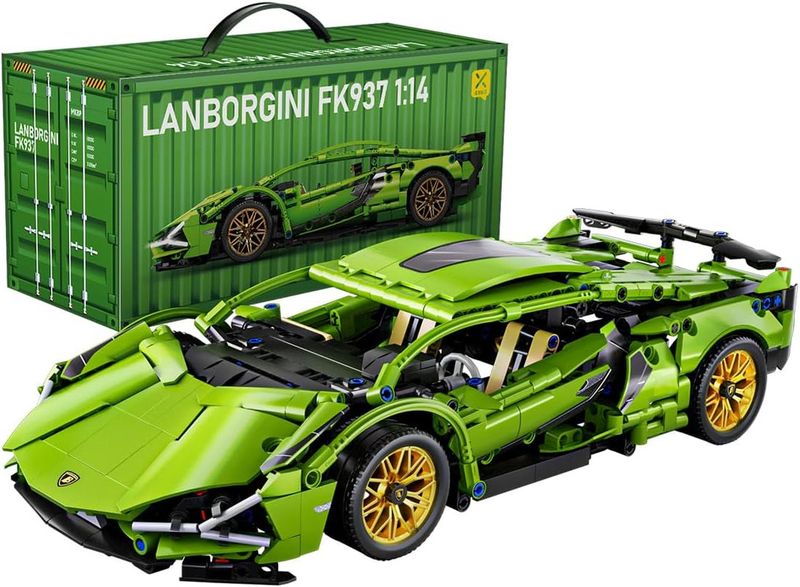 Lambo Sports Car Building Set, 1:14 Series Toy Car Green