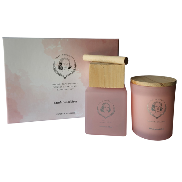 Anke Products - Sandalwood Rose Diffuser &amp; Candle Gift Set