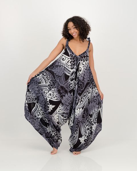 Ska Vv Tie Shoulder Flower Palm Umbrella Jumpsui image