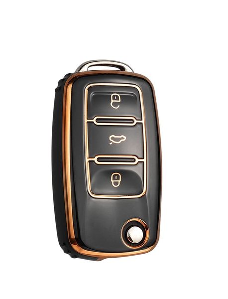 VW Golf/Polo/Jetta - Premium TPU Key Cover - Black And Gold Pattern