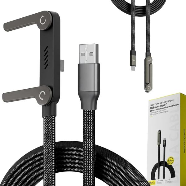 VOLPHOR 240W Fast Charging 2-in-1 Stand Cable 1.5m (USB-A to Type-C)