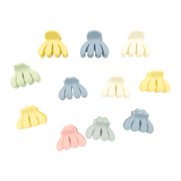 10 Piece Soft Pastel Octo-Style Collection Mini Hair Clips - Multicolor