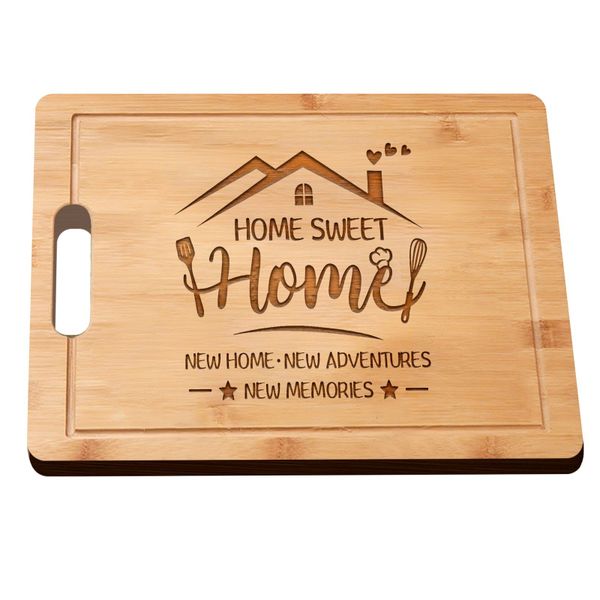 Engraved Bamboo Chopping Board Home Sweet Home Warming Gifts for Kitchen