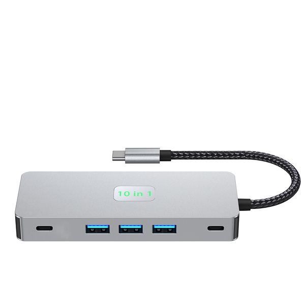 TechZA 10-in-1 USB-C Hub with HDMI, USB, Card Reader Ethernet PD - TZ-HB07