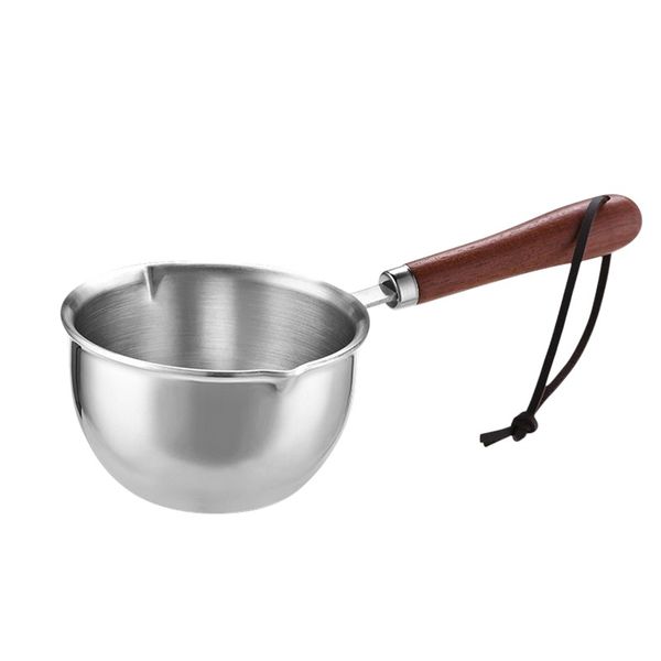 300ml Stainless Steel Saucepan with Wooden Handle - Silver