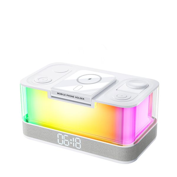 3 in 1 Wireless Charger with LED Lamp, Clock and Bluetooth Speaker