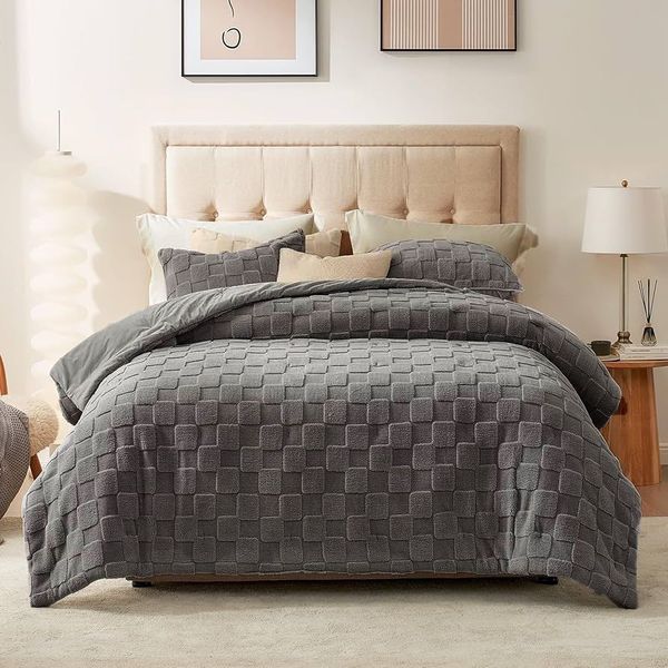 Warm Duvet Cover Set with 2 Pillowcases - Queen