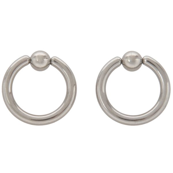 1 pair Stainless Steel Bead Ear Rings color, 2g(6mm)x16mm