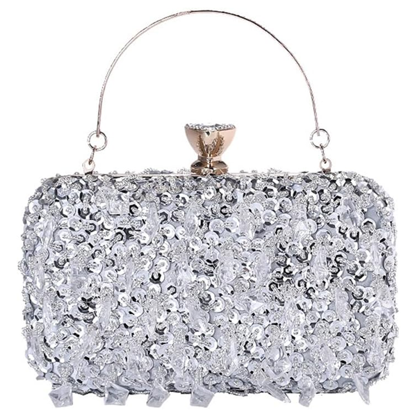 Hixingo Silver Women's Clutch Bag Purses Glitter Party Wedding Evening Bags