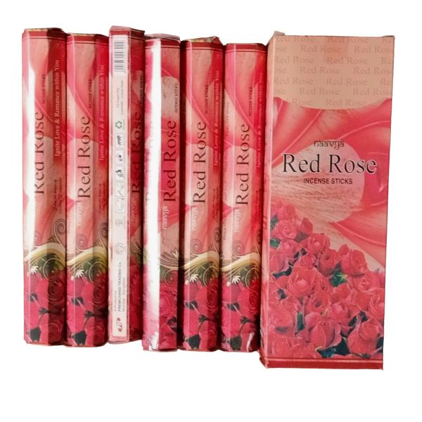 Naavya Red Rose Incense Sticks 9 inch - 6 Packs 120 sticks