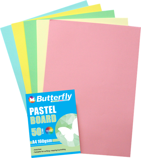 Butterfly A4 Pastel Board 50'S - Assorted