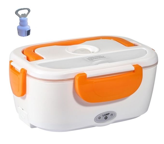 Electric Heating Lunch Box White/Orange And Bottle Opener