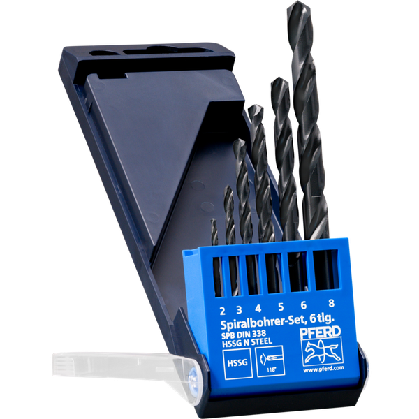PFERD HSS Spiral Drill Set – STEEL: 6 Pcs (2.0mm to 6.0mm &amp; 8.0mm)
