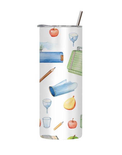 Book 20 Oz Tumbler with Lid and Straw Trendy Back To School Graphic Gift252