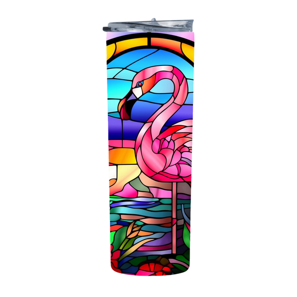 Stained Glass Flamingo 22 20 Oz Straight Skinny Tumbler 204