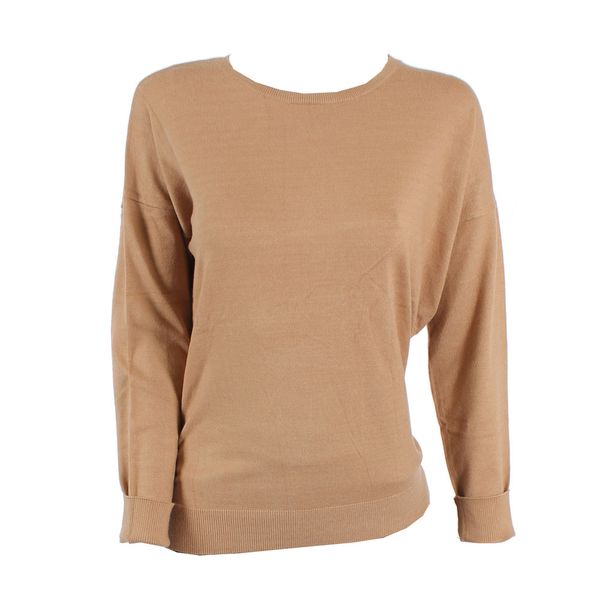 Blackcherry Camel Crew Neck Jumper with Ribbed Finish