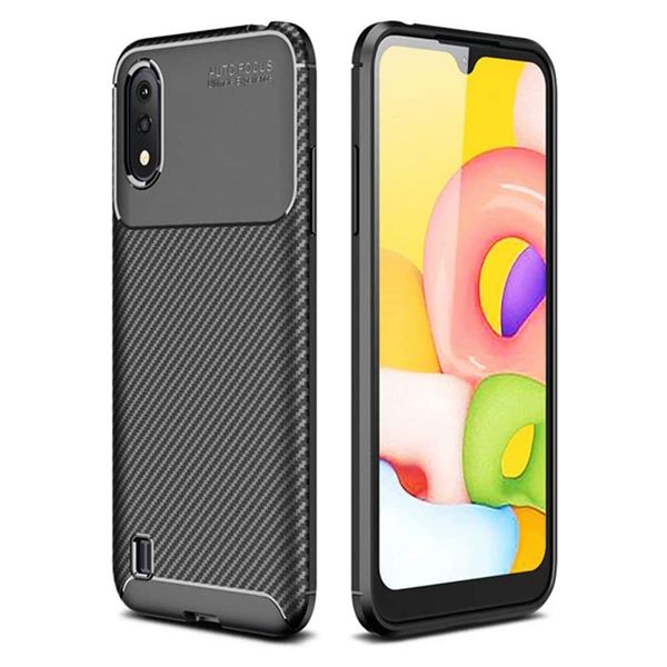 Tekron Premium Shock Resistant Slim TPU Carbon Case for Samsung Galaxy A01