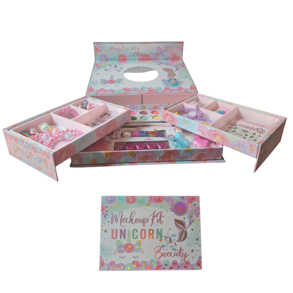 Igoodco Girls 3-in-1 Beauty Case Set with Makeup, Jewellery, Nail Art
