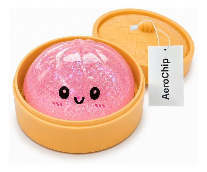 Dumpling Squishies with Food Steamer - Sparkly Pink