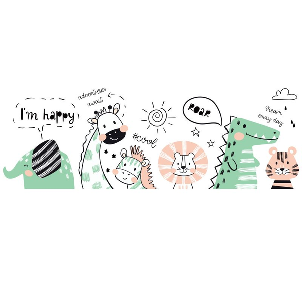 Quirky Wild Animal Themed Kids-Baby Room Wall Art-Sticker-Decor