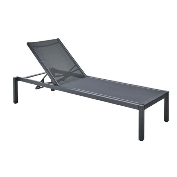 Sunbed Aluminium &amp; Textilene Dark Grey