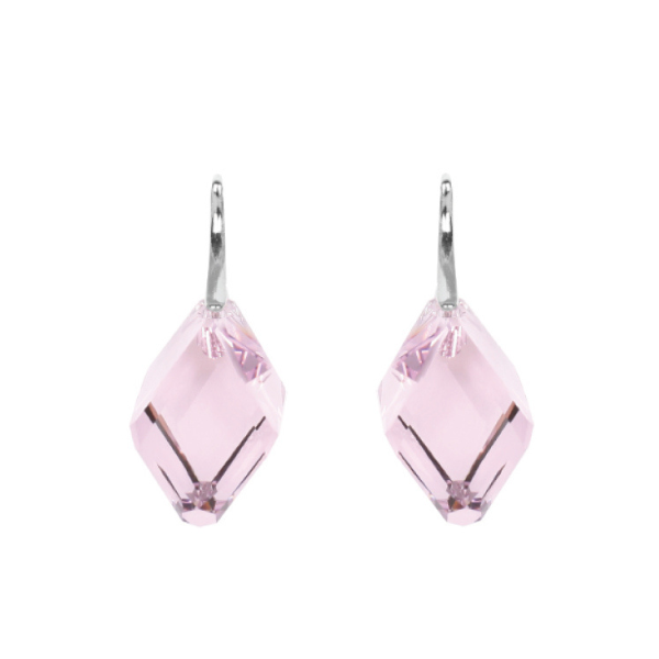 K Crystal Swarovski Element Cubist Earrings - Light Amethyst