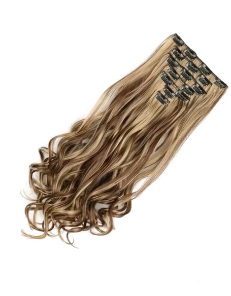 24 Inch Blonde Two Tone Wavy Clip In Extension.