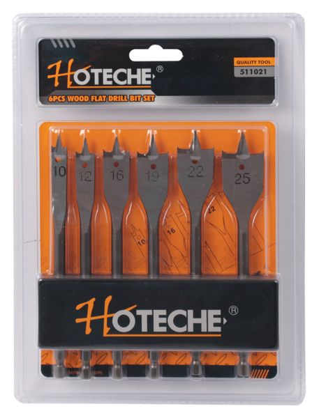 Hoteche 6 Piece Flat Wood Drill Bit Set