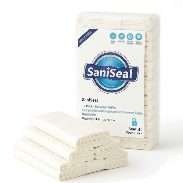 SaniSeal 12 Pack - Angelcare &amp; Tommee Tippee Compatible Nappy Bin Refills