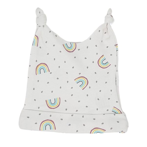 little acorn - Rainbow Cotton Beanie - White - 0-3 months Girls