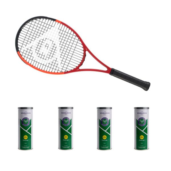 Dunlop Premium CX 200 G3 Racket &amp; 4 Wimbledon Sea Level Tins