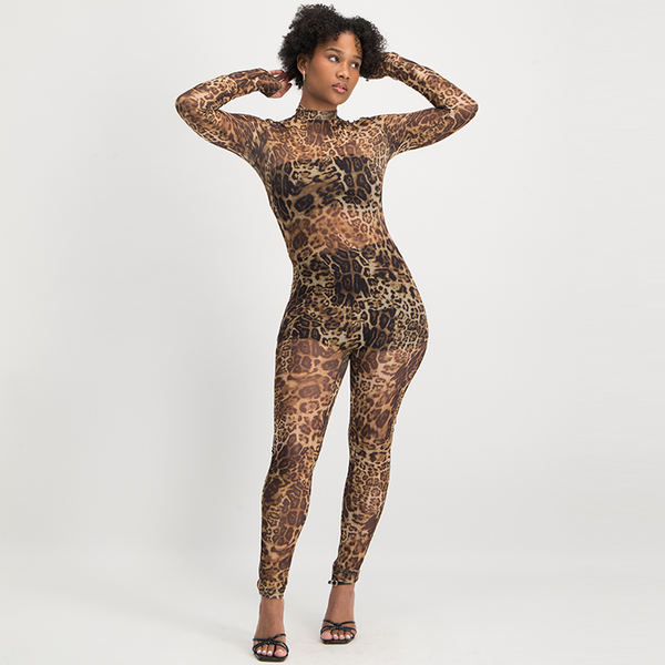 Women leopard Print Mesh
