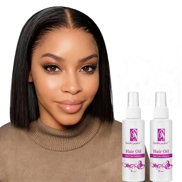 Short Straight Bob Wig + Hair Oil by Golden Perfect-Human Hair, Sleek Look