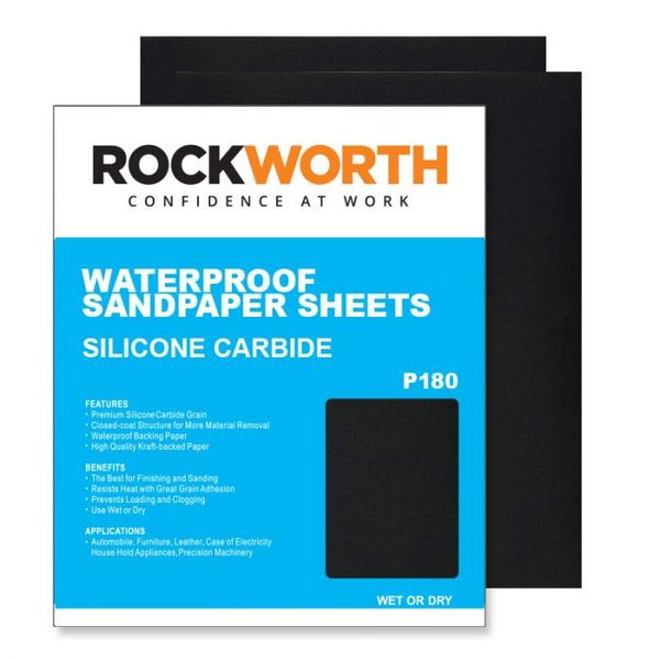 Bulk Pack 50 x Rockworth Water Paper Sheets - P180