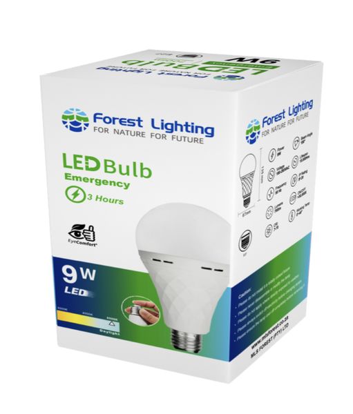 10* Forest Lighting LED Emergency Bulb-9W E27-3Hrs’ Emergency Daylight