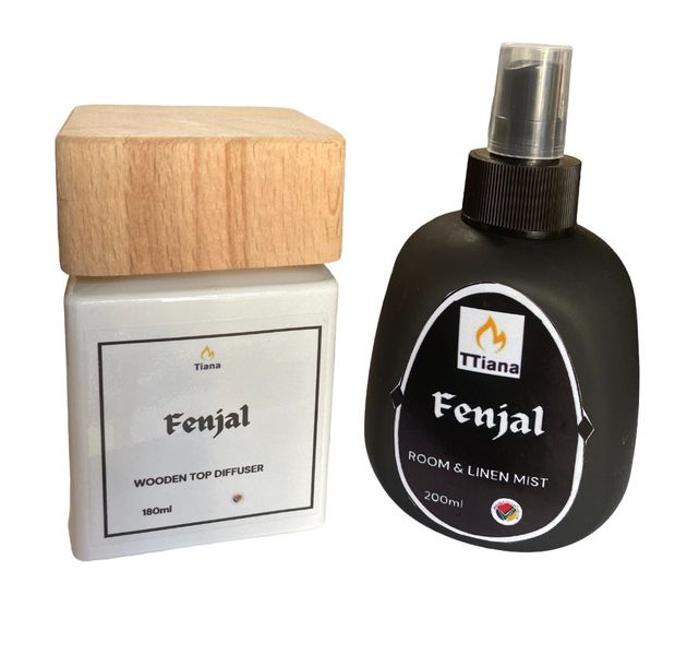 TTiana Fenjal Wooden Top Diffuser 180ml and Room / Linen Mist 200ml - Combo