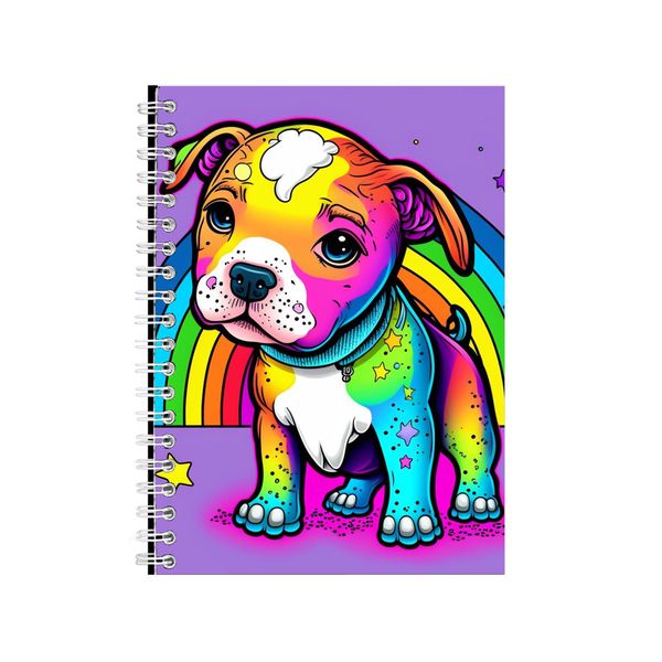 Rainbow Background Puppy Notebook Animal Gift Idea A4 Notepad Pad 82