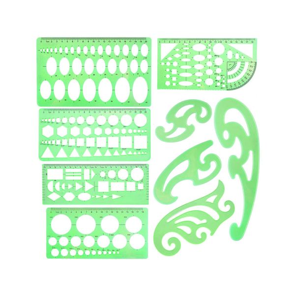 9 PCS Drawings Templates French Curve Geometric Templates Measuring Rulers