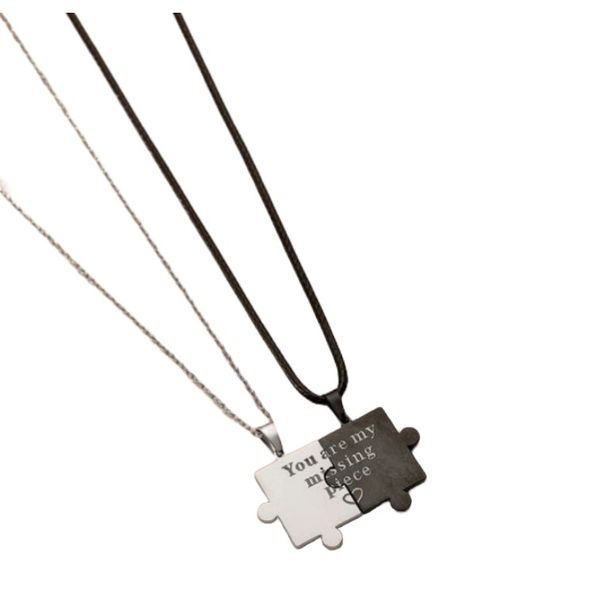 My Missing Piece Puzzle Pendant Necklace - 2 Pieces
