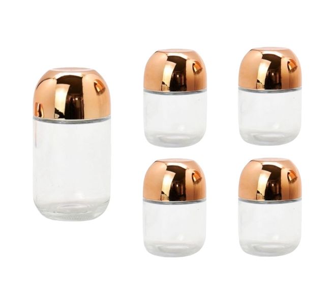 Golden Lid Airtight Sealed Glass Storage Jars - Set of 5