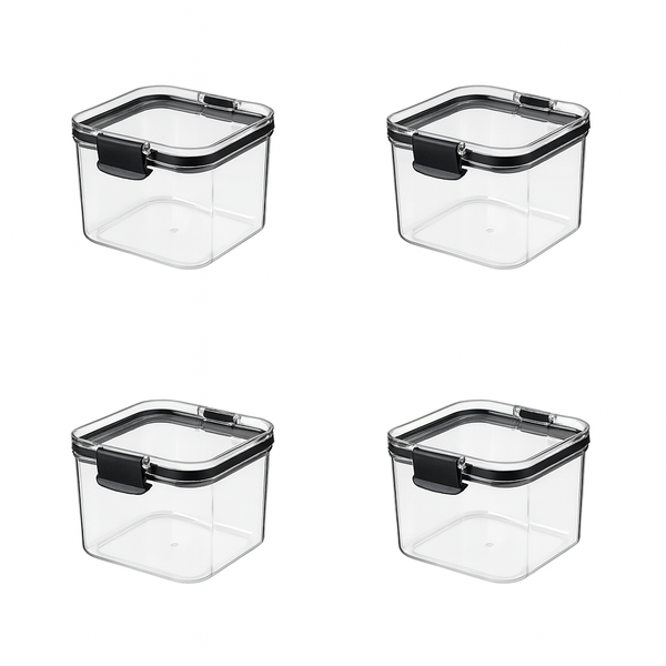 Sealed Plastic Storage Containers - Transparent 4-Pack 600ml