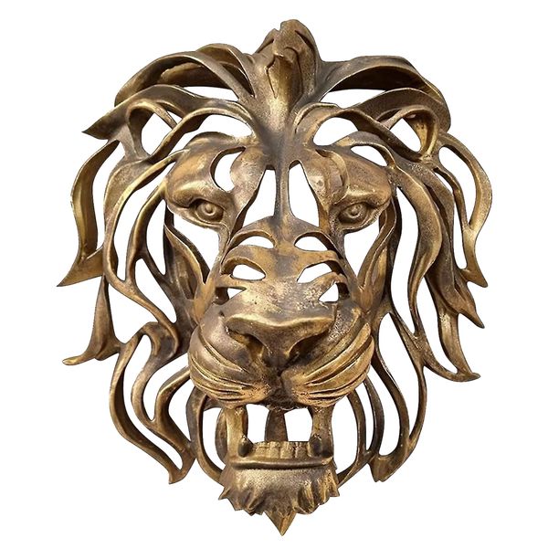 Decor Gold Wall Mounted Abstract Lion Head Ornament - 30cm