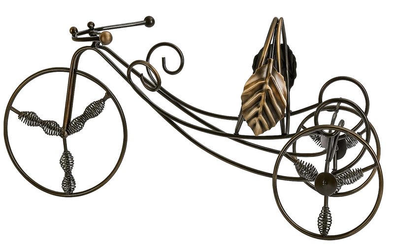 Vintage Tricycle Metal Wine Bottle Holder - Antique Copper Finish