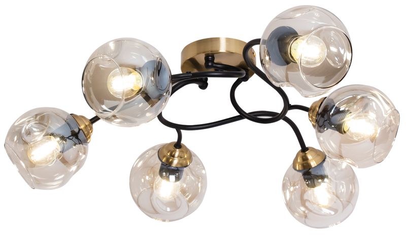 Contemporary 6-Light Matt Black and Brass Ceiling Fitting - CF435/6 Brass