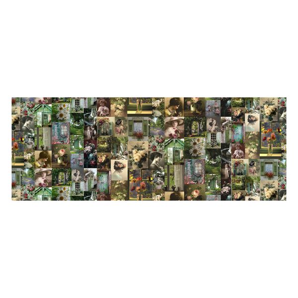 Green Toned Vintage Pattern Decoupage Drum Cover