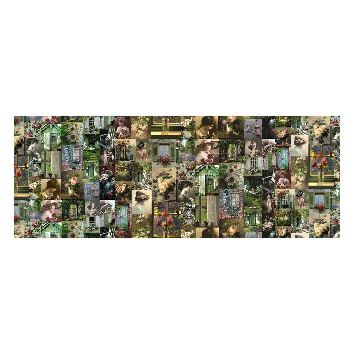 Green Toned Vintage Pattern Decoupage Drum Cover