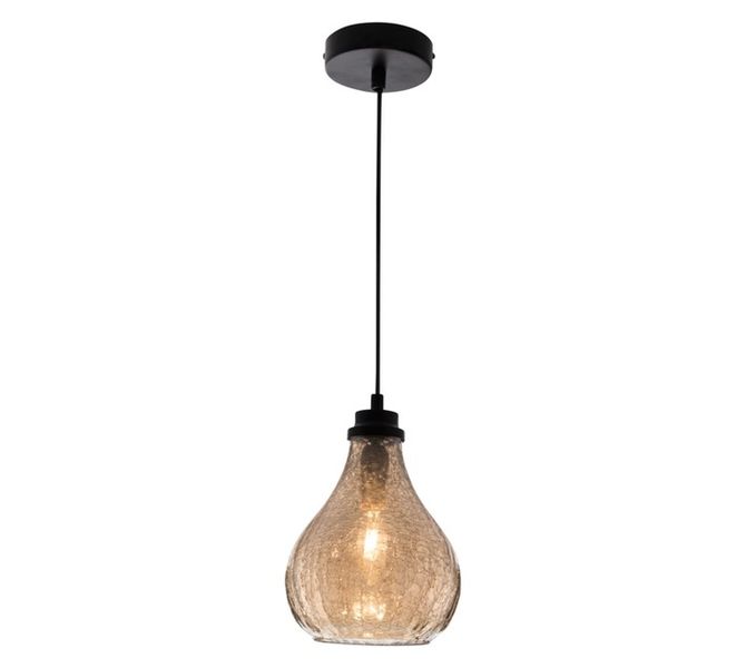 Bright Star Lighting 1 Light Crackle Glass Pendant Amber/Black 40 W