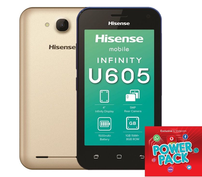 Hisense U605 8GB Dual Sim - Gold (NL) + Vodacom Sim Card Pack